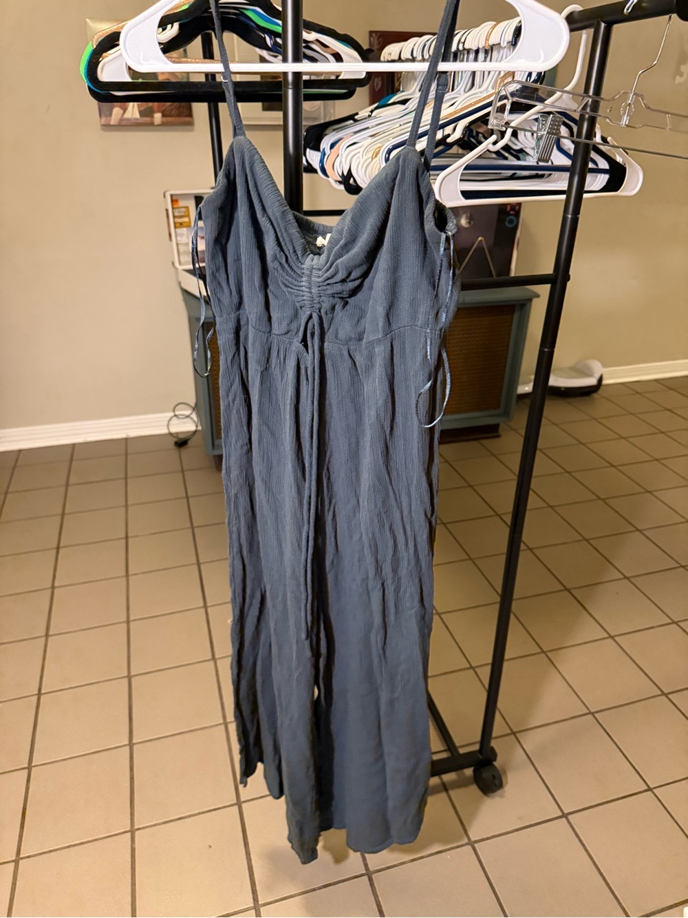O'Neill Slate Blue Strappy Wide-Leg Jumpsuit